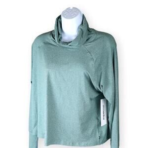 Marika Sea Green Heathered High Neck Activewear Knit Top L NWT